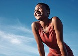 Lady smiles outdoors