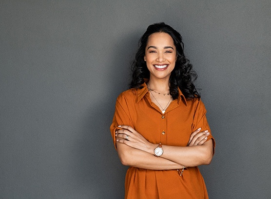 Confident, smiling woman with beautiful teeth